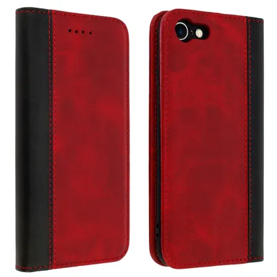 Produktbild von Avizar, Kunstlederetui mit Kartenfächern, Standcase für iPhone 7 / 8 / SE 2020, Rot
