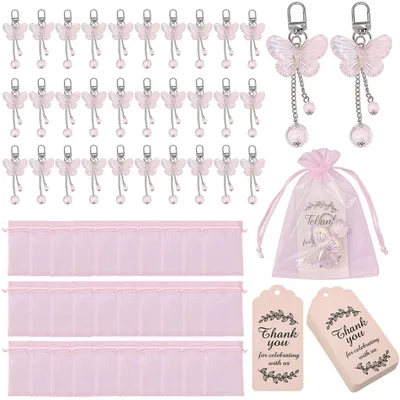 Productafbeelding van 30 stuks vlindersleutelhangers voor feestherinneringen
