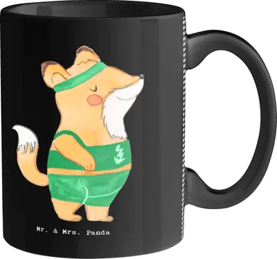 Produktbild von Mr. & Mrs. Panda Tasse Sportlehrer Herz - Schwarz - Geschenk, Kaffeebecher, Becher, Bedruckte, Teetasse, Kaffeetasse