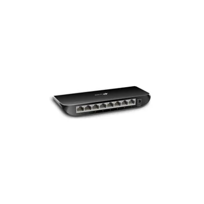 A black TP-Link network switch with 8 ports is shown on a white background.