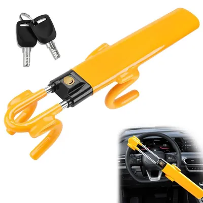 Obrázek produktu pro Zámek volantu s dvojitým hákem, ochrana proti krádeži pro automobily, nastavitelný pro osobní automobily, obytné vozy a karavany