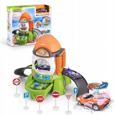Produktbild von Spielzeug Autowaschanlage Set mit Farbwechsel Auto Rennbahn Parkhaus Spielset