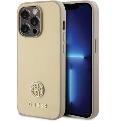 Obrázok produktu pre Guess Strass Metal Logo kryt na iPhone 15 Pro (GUHCP15LPS4DGPD) - zlatý