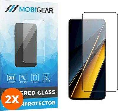 Produktbild von Mobigear Premium 4.99 POCO X6 Pro Panzerglas Gehärtetes Glas Displayschutz - Hüllenfreundlich - Schwarz (2er Pack)