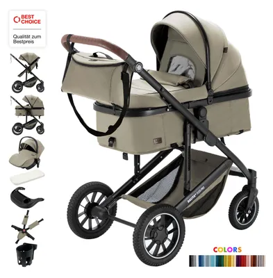 Produktbild von Daliya® FLEXI-PRO M 3in1 Kinderwagen & Buggy mit i-Size Babyschale, Memory-Knöpfe, Kinderwagen mit Auto-Babyschale, Leicht, Großer Einkaufskorb