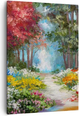 Produktbild von Bild auf Leinwand - Leinwandbild - Einteilig - Impressionismus Natur Wald - 50x70cm - Wand Bild - Wanddeko - Wandbilder - Leinwanddruck - Wanddekoration - Leinwand bilder - Wandbild - PA50x70-4271