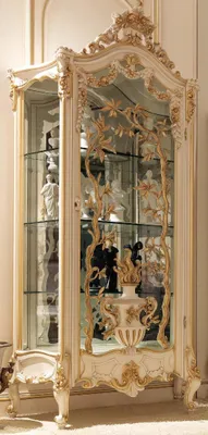 Produktbild von Möbel Massive Holz Vitrinen Glas Schrank Echtholz Anrichte Vitrine Wohnzimmer