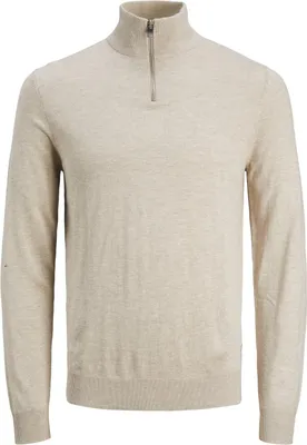 Produktbild von JACK & JONES Dünner Strickpullover Stehkragen Sweater mit Zip Langarm Basic JJEEMIL Größe: S