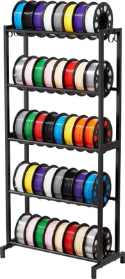 Zdjęcie produktu dla VEVOR stojak do przechowywania filamentu do drukarek 3D, 5 poziomów, uchwyt na szpulę filamentu, 635 x 320 x 1300 mm udźwig 45,3 kg na poziom, organizer akcesoriów do drukarek 3D do studia druku 3D, warsztatu, czarny
