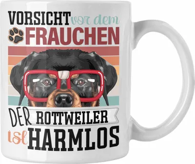 Produktbild von Trendation - Rottweiler Besitzerin Frauchen Tasse Geschenk Lustiger Spruch Geschenkidee Vorsicht Vor Dem Frauchen (Weiß)