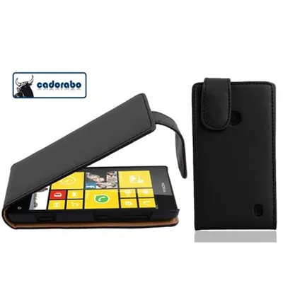 Obrázek produktu pro Cadorabo pouzdro pro Nokia Lumia 520 ochranné pouzdro v černé barvě flipové pouzdro na mobilní telefon kryt Imitace kůže