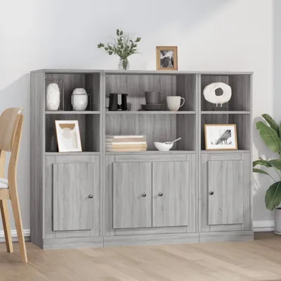 Produktbild von vidaXL Highboards 3 Stk. Grau Sonoma Holzwerkstoff