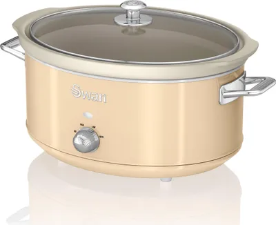 Obrázek produktu pro SWAN SF17031CNEW Retro pomalý hrnec 6,5 l, nepřilnavá keramika bez PFOA a PTFE, vintage krémová barva