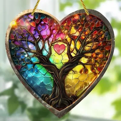 Produktbild von Sonnenfänger - Tree of Life Heart/XL aus Buntglas KP31606