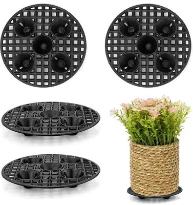 Immagine prodotto di Sottovaso in plastica, tappetino rotondo da 20 cm con sistema di drenaggio per bonsai e giardino