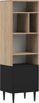 Image de Bibliothèque HORIZON chêne noir et naturel, 46.55 x 40 x 153.4