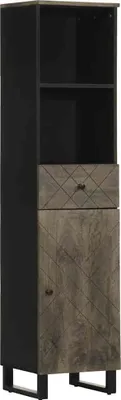 Produktbild von Badschrank Schwarz 38x33x160 cm Massivholz Mango