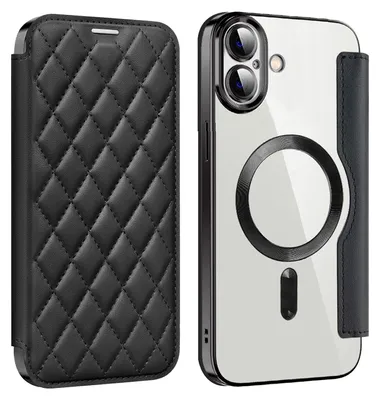 Produktbild von Für Apple iPhone 16 360 Grad Full Body Magsafe RFID Anti Datenklau Kunst Leder Hülle Tasche Schwarz