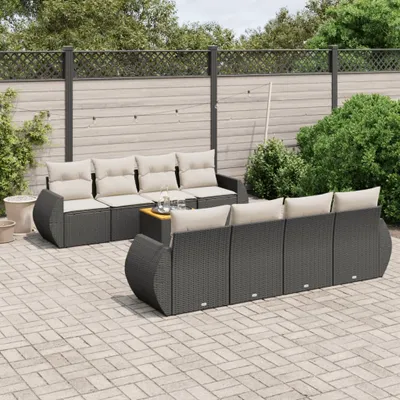 Produktbild von CLORIS 9-tlg. Garten-Sofagarnitur mit Kissen Schwarz Poly Rattan 2024