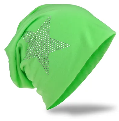 Produktbild von Beanie Muetze Strass Stern Grasgruen