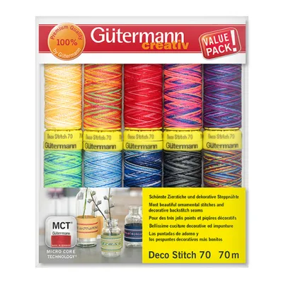 Produktbild von Gütermann Nähfaden-Set Deco Stitch 70 10x70m Col.3