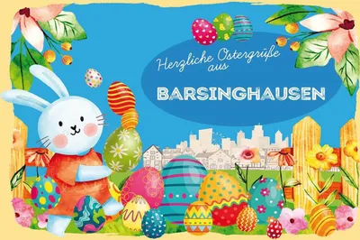 Image de vianmo Panneau en bois 12x18 cm Ostergrüße BARSINGHAUSENFest