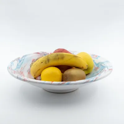 Zdjęcie produktu dla Marmurkowy talerz do serwowania w kolorze niebieskim i czerwonym - D 33 cm