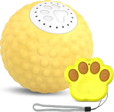 Produktbild von Ferngesteuerter Ball Katzenball, Zwei Modi, Realistische Vogelrufe, Für Aktiven Rollball Für Katzen, IP54 Wasserdicht, Gelb