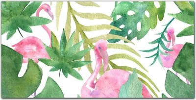Produktbild von Coloray Bild aus Acryl 140 cm x 70 cm - Küche Wanddekoration Dekoration Wohnzimmer Gehärtetes Acryl Bild auf Acrylglas - Blätter Flamingos
