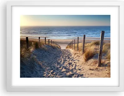 Produktbild von Gerahmtes Poster - Weißer Rahmen - Meer Strand Düne - 40x30 cm - Wand Bild - Wanddeko - Wandbilder - Kunstposter - Wandposter - Bilderrahmen - Bilder - Kunstdruck - Wandbild - P2WAA40x30-3612