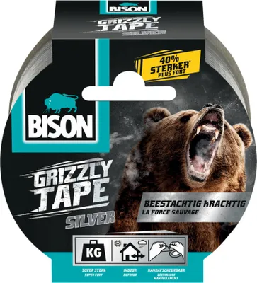 Produktbild von Bison-Grizzly-Klebeband, silberfarben, Rolle 10 m x 5 cm