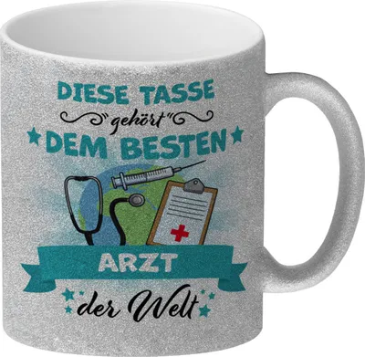 Produktbild von Bester Arzt der Welt Glitzer-Kaffeebecher