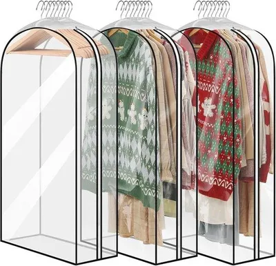 Immagine prodotto di Borsa porta abiti impermeabile - 3 scomparti - Trasparente - Impermeabile e antipolvere