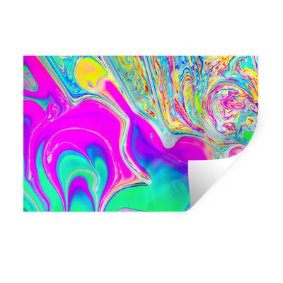 Obrázok produktu pre MuchoWow® Nálepka na stenu - Umenie - Farby - Psychedelické - 120x80cm - Samolepiaca a polohovateľná