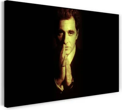Produktbild von Leinwandbild (60x40cm): Filmplakat Der Pate Al Pacino Michael Corleone Hände zusammengelegt, echter Holz-Keilrahmen inkl. Aufhänger, handgefertigt in Deutschland