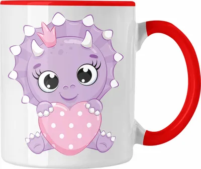 Produktbild von Trendation - Dinosaurier Tasse Grafik Geschenk Lustig Mädchen (Rot)