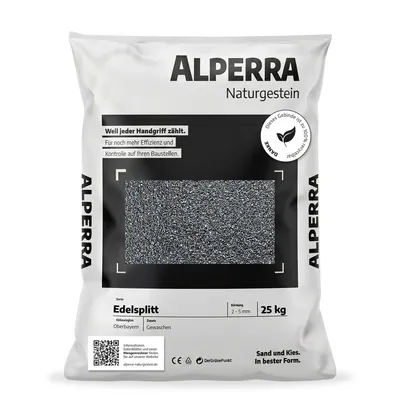 Produktbild von ALPERRA Edelsplitt 2-5 mm 25 kg anthrazit Ziersplitt für Garten & Wege | Zierkies, Ziersplitt, Dekorsteine für Garten, Beete, Wege, Grabgestaltung