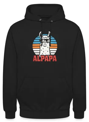 Produktbild von Spreadshirt Alpapa Cooles Alpaka Dad Uni Hoodie, 4XL, Schwarz