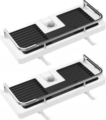 Produktbild von Duschablage ohne Bohren Duschregal-Aufbewahrungsregal Aufhängen Duschregal für Stange Eckregal Badezimmer Dusche Regale Halterungen Passend für [18mm-25mm] Schiene Kunststoff 2 Stück Weiß