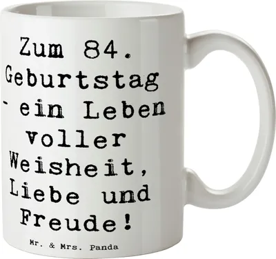 Produktbild von Mr. & Mrs. Panda Becher Spruch 84. Geburtstag - Weiß - Geschenk, Geburtstagsgeschenk, Teetasse, Tasse, Jubiläum, Pott, kaffeebecher keramik, Liebe, Erfahrungen