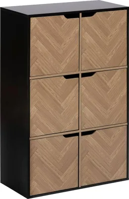 Zdjęcie produktu dla Półka "mix n door" 6 przegródek efekt drewna i czarny 67,5x32cm - 5 five simply smart