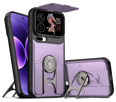 Produktbild von Handyhülle für Xiaomi 17 Pro Max mit Dia Kameraschutz und Ringhalter Ständer, Stoßfeste Hybrid Schutzhülle Lila
