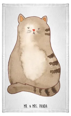Produktbild von Mr. & Mrs. Panda Handtuch Katze Sitzen - Weiß - Geschenk, Kater, baumwolle, Familie, Klein, Gäste-WC, Gästehandtuch Bunt, Mini-Handtuch, Katzenliebe, Katzen, Cats