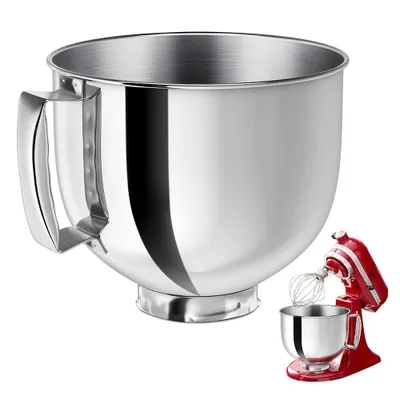 Produktbild von Edelstahl Rührschüssel für KitchenAid 4.5Q & 5QT Edelstahlschüssel mit Griff,Ersatz Mixer Zubehör,Spülmaschinenfest Edelstahl 304