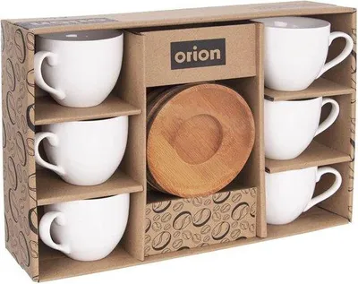 Produktbild von Famanu Kaffeetassen Set für 6 Personen - 100 ml mit Bambusuntertassen