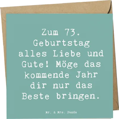 Produktbild von Mr. & Mrs. Panda Grußkarte Spruch 73. Geburtstag Glückwünsche - Meeresbrise - Geschenk, Freunde, Dankbarkeit, Ehrentag, doppelkarte, Geburtstagswünsche, Glückwunschkarte