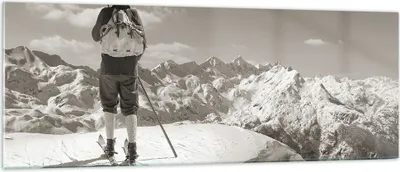 Produktbild von Bilder auf glas - Einteilig - Skifahrer Bayern Sepia - 140x50cm - Glasbilder - Wandbilder - Bilder - zum Aufhängen bereit - Wanddekoration aus Glas - Glas Bilder - Wandbild auf Glas - GAB140x50-4192