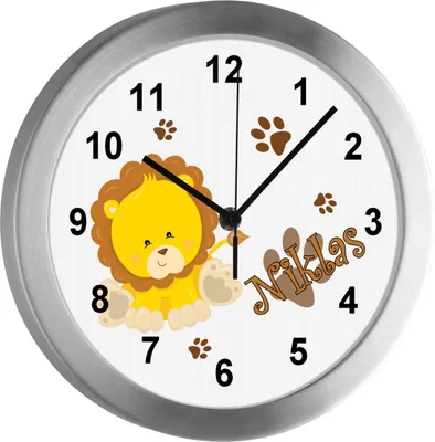Produktbild von Kinderzimmer Funkwanduhr, Funkuhr Wanduhr Kinder, Löwe 25 cm