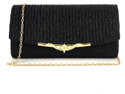 Immagine prodotto di KBRPEY Pochette da donna metallizzata con paillettes, ideale per le serate, dotata di una catena removibile, elegante