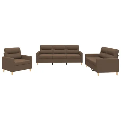 Produktbild von 3-tlg. Sofagarnitur mit Kissen Braun Stoff